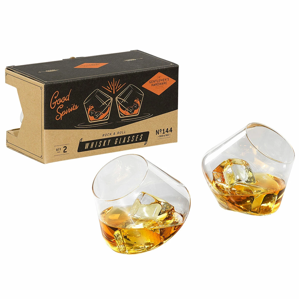 Gentlemen's Hardware Set Of Two Rocking Whisky Glasses 2 Gentlemen's Hardware Set Of Two Rocking Whisky Glasses - Image 2
