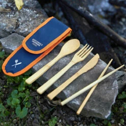 Gentlemen's Hardware Travel Bamboo Cutlery Set -gifts shop designworks gen639 gentlemens hardware travel bamboo cutlery set 5