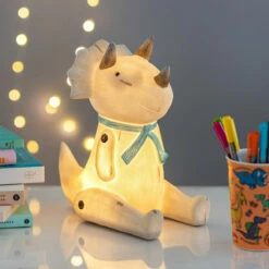 House Of Disaster Wood Effect Sitting Triceratops Light