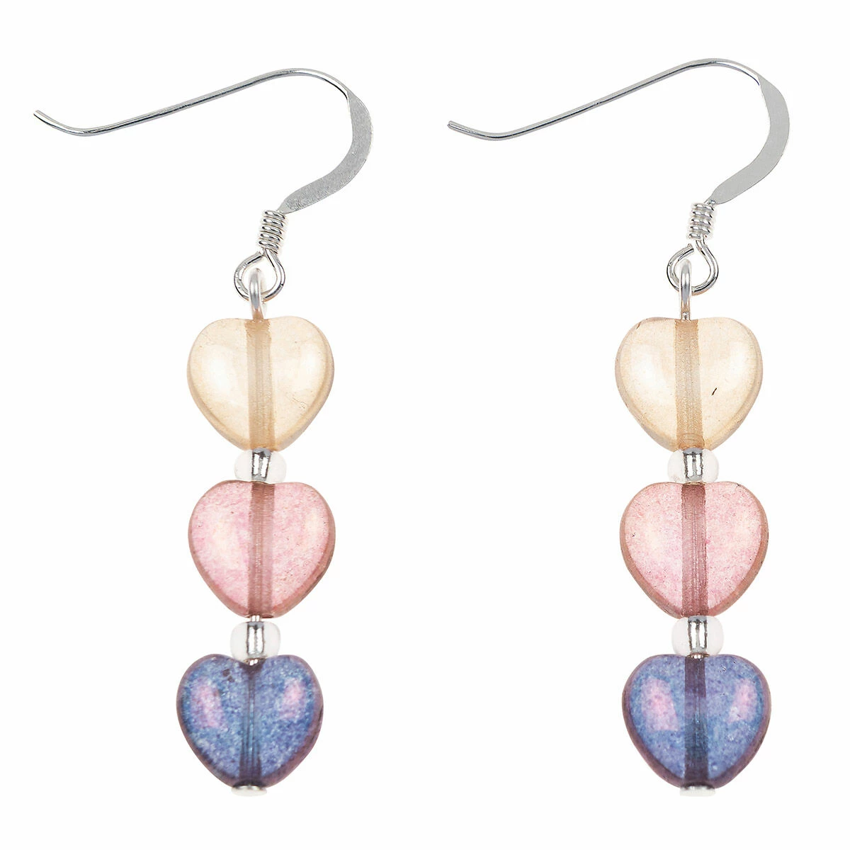 Carrie Elspeth Pink & Purple Lustre Hearts Earrings 1 Carrie Elspeth Pink & Purple Lustre Hearts Earrings