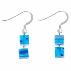 Carrie Elspeth Sky Blue Millefiori Cubes Earrings