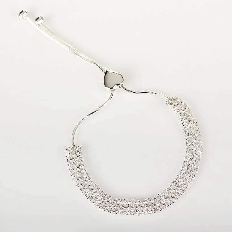 Equilibrium Silver Plated Three Row Diamante Bling Bracelet 1 Equilibrium Silver Plated Three Row Diamante Bling Bracelet