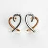 Equilibrium Polished Two Tone Layered Heart Earrings