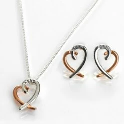 Equilibrium Polished Two Tone Layered Heart Earrings -gifts shop equilibrium 204496 polished two tone layered heart earrings 3