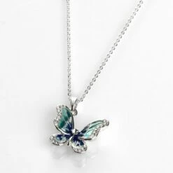 Equilibrium Hand Painted Elegant Blue Butterfly Necklace