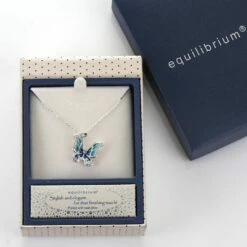 Equilibrium Hand Painted Elegant Blue Butterfly Necklace -gifts shop equilibrium 204580 hand painted elegant blue butterfly necklace 2