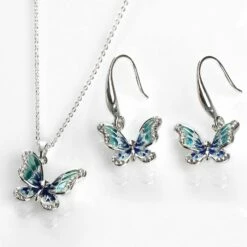 Equilibrium Hand Painted Elegant Blue Butterfly Necklace -gifts shop equilibrium 204580 hand painted elegant blue butterfly necklace 4