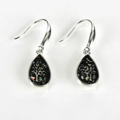 Equilibrium Silver Plated Midnight Sparkle Heart Tree Earrings