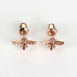 Equilibrium Honey Bee Rose Gold Plated Stud Earrings