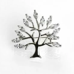 Equilibrium Clear Tree Of Life Silver Brooch