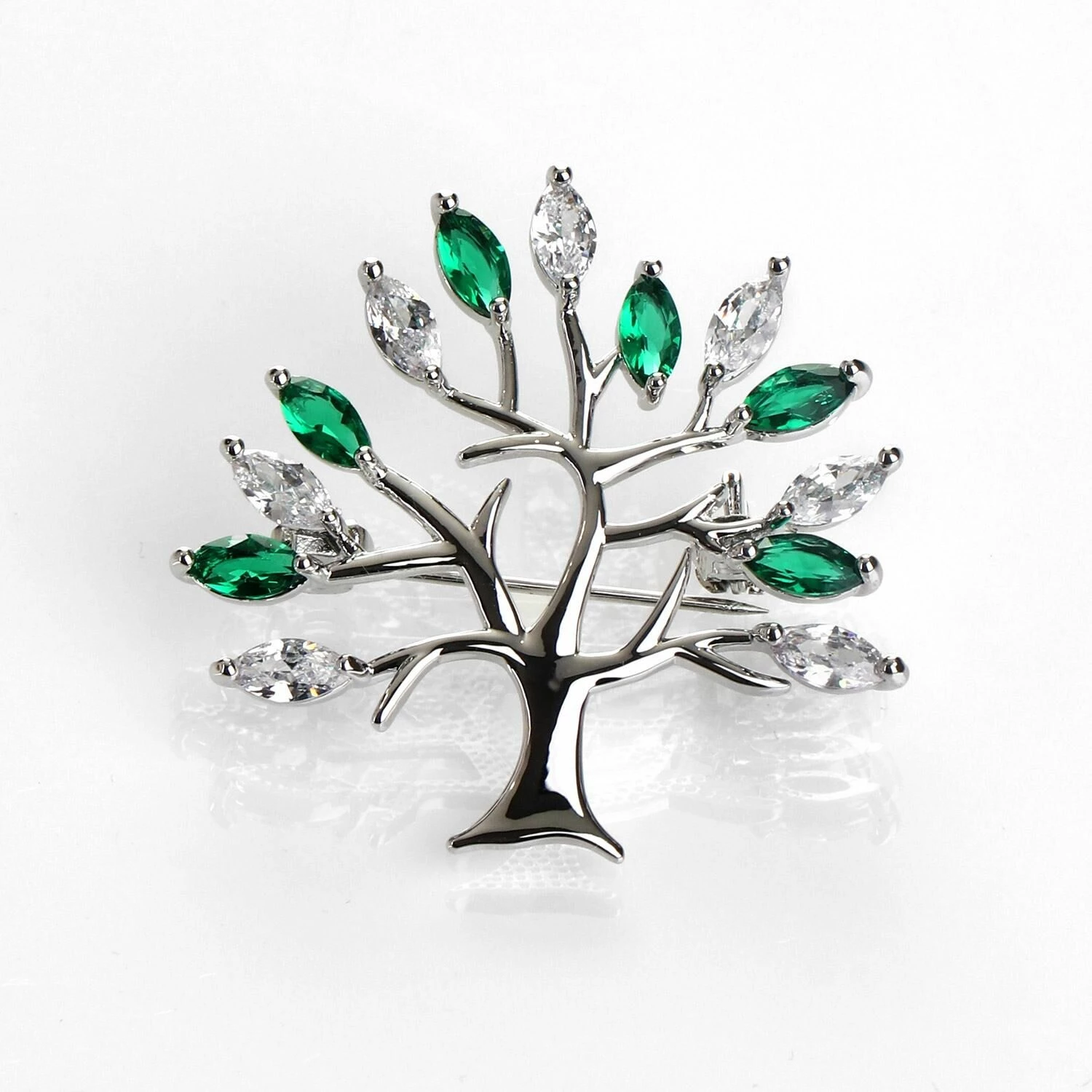 Equilibrium Green Tree Of Life Silver Brooch 1 Equilibrium Green Tree Of Life Silver Brooch