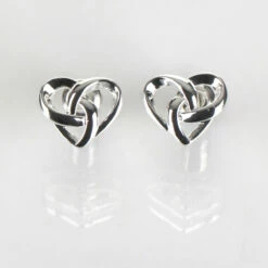 Equilibrium Silver Plated Celtic Knotted Heart Stud Earrings