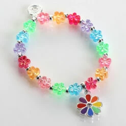 Equilibrium Girls Silver Plated Rainbow Flower Bracelet