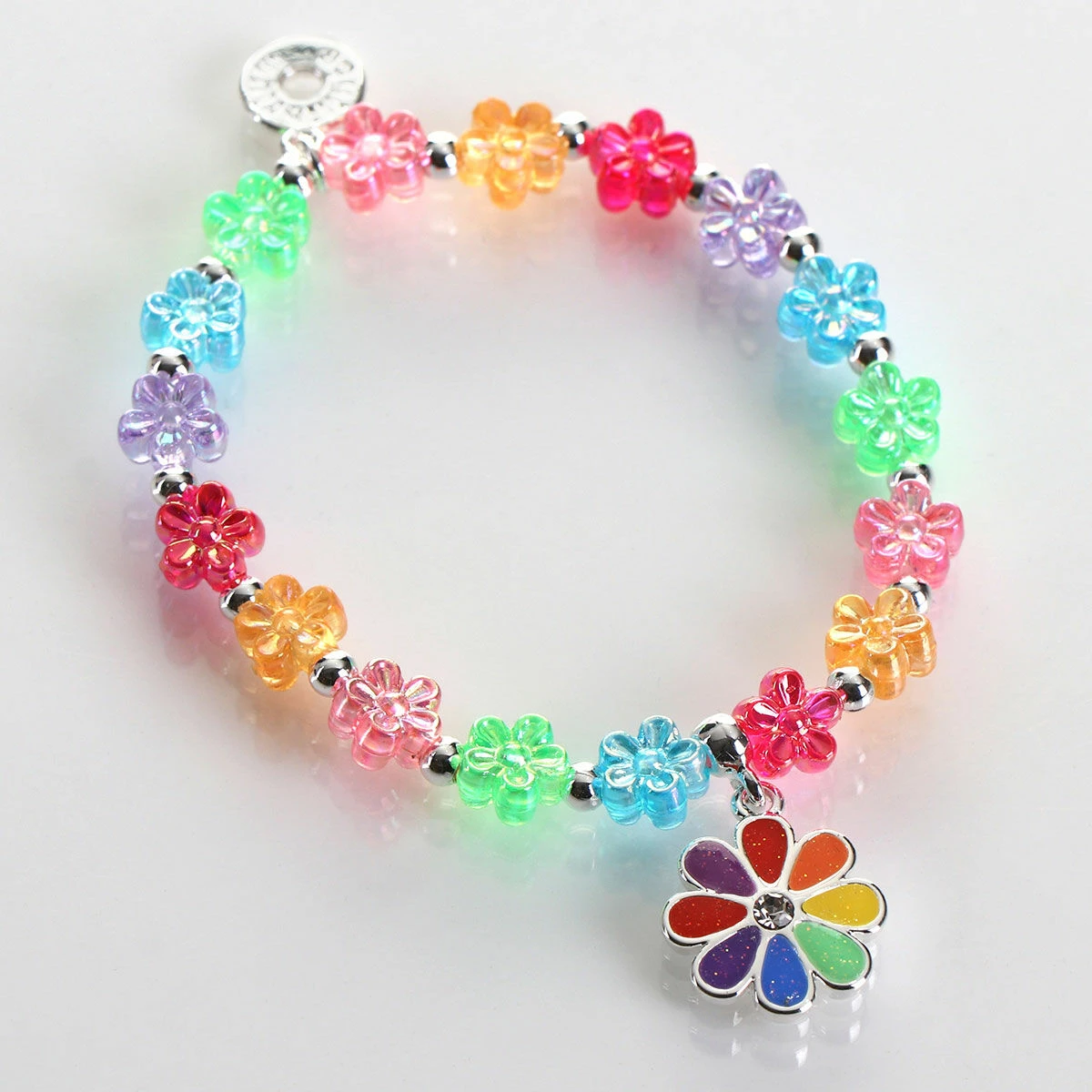 Equilibrium Girls Silver Plated Rainbow Flower Bracelet 1 Equilibrium Girls Silver Plated Rainbow Flower Bracelet
