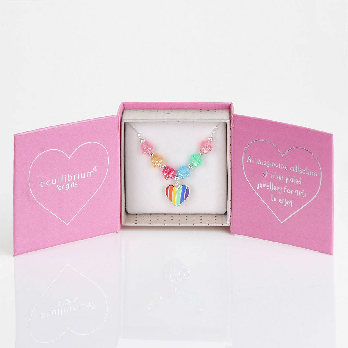 Equilibrium Girls Silver Plated Rainbow Hearts Necklace 2 Equilibrium Girls Silver Plated Rainbow Hearts Necklace - Image 2