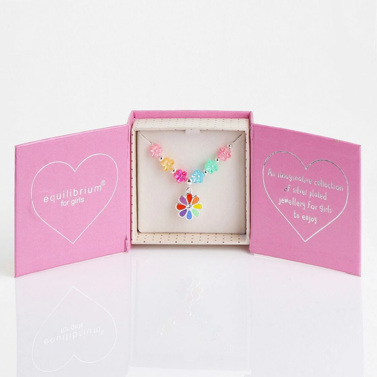 Equilibrium Girls Silver Plated Rainbow Flowers Necklace 2 Equilibrium Girls Silver Plated Rainbow Flowers Necklace - Image 2