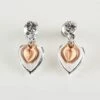 Equilibrium Matt Silver/ Rose Gold Plated Heart Earrings