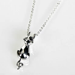 Equilibrium Silver Plated Hanging Cat Necklace