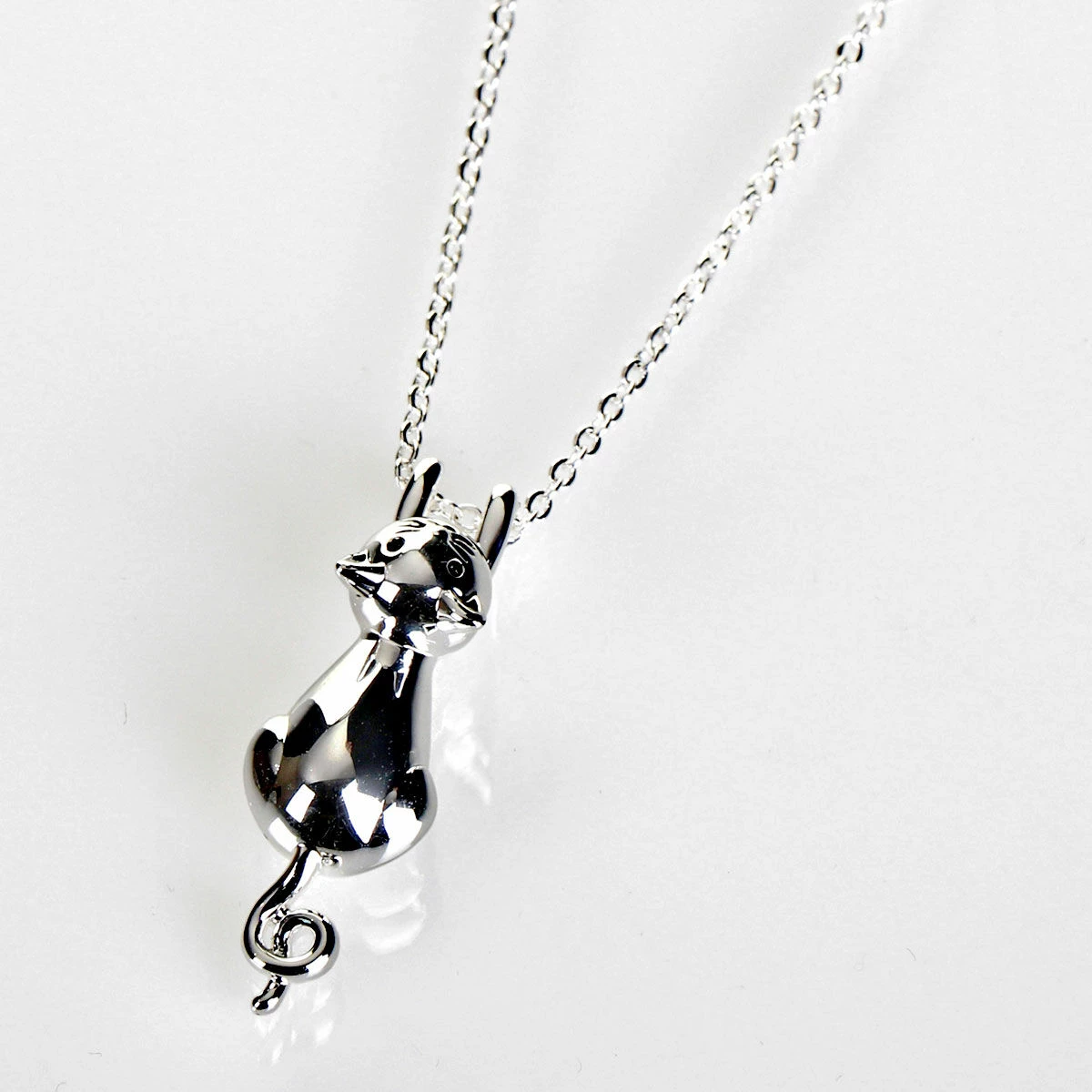 Equilibrium Silver Plated Hanging Cat Necklace 1 Equilibrium Silver Plated Hanging Cat Necklace
