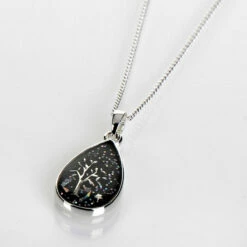 Equilibrium Silver Plated Midnight Sparkle Teardrop Tree Necklace