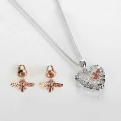 Equilibrium Honey Bee Rose Gold Plated Stud Earrings 5 Equilibrium Honey Bee Rose Gold Plated Stud Earrings -gifts shop equilibrium necklaces 209650 honey bee two tone honeycomb necklace earring01 1