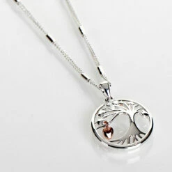 Equilibrium Two Tone Tree Dangly Heart Necklace