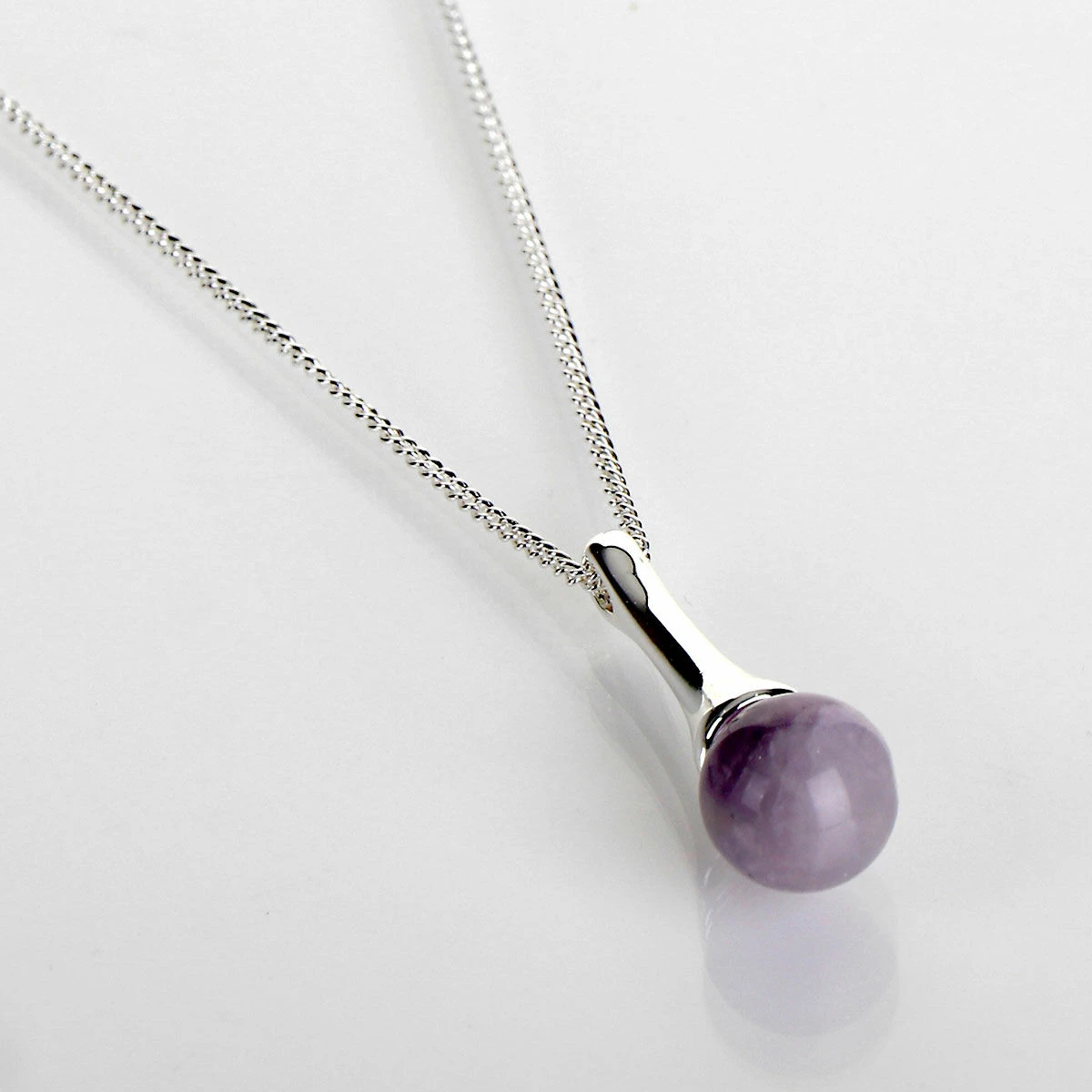 Equilibrium Silver Plated Elegant Amethyst Drop Necklace 1 Equilibrium Silver Plated Elegant Amethyst Drop Necklace