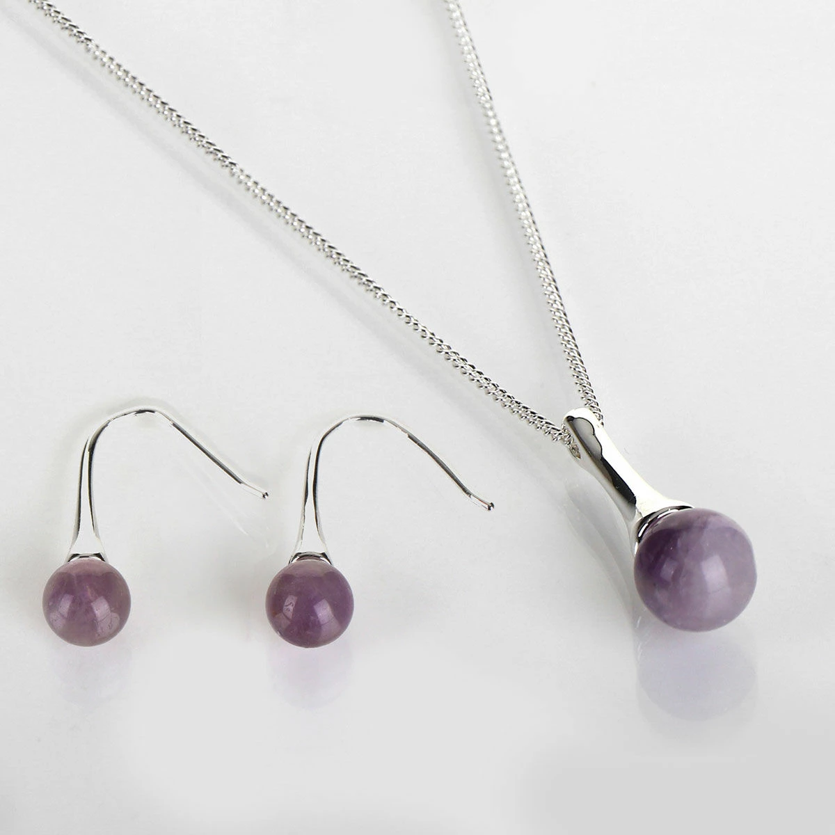 Equilibrium Silver Plated Elegant Amethyst Drop Necklace 4 Equilibrium Silver Plated Elegant Amethyst Drop Necklace - Image 4