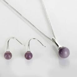 Equilibrium Silver Plated Elegant Amethyst Drop Earrings -gifts shop equilibrium necklaces 314351 elegant amethyst drop silver plated necklace earring01 1
