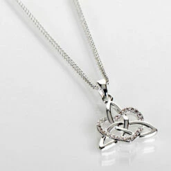 Equilibrium Silver Plated Celtic Knot Diamante Heart Necklace