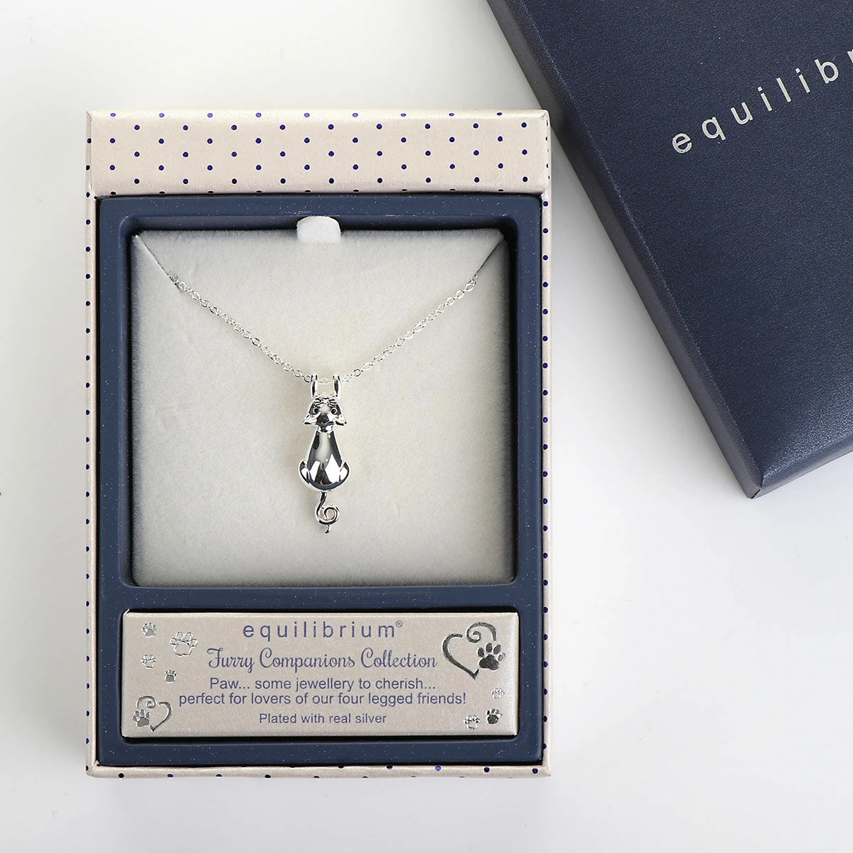 Equilibrium Silver Plated Hanging Cat Necklace 2 Equilibrium Silver Plated Hanging Cat Necklace - Image 2