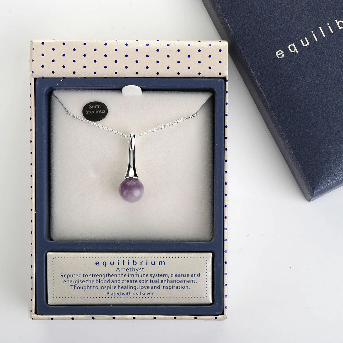 Equilibrium Silver Plated Elegant Amethyst Drop Necklace 2 Equilibrium Silver Plated Elegant Amethyst Drop Necklace - Image 2