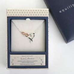 Equilibrium Two Tone Kiss Collection Hearts & Kisses Necklace -gifts shop equilibrium necklaces box 314362 kiss collection two tone hearts kisses necklace 02b