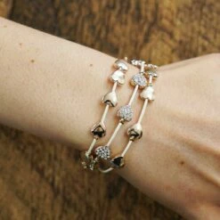 Equilibrium Rose Gold Multi Hearts Leather Bracelet -gifts shop equilibrium rose gold multi hearts leather bracelet 49506 image04