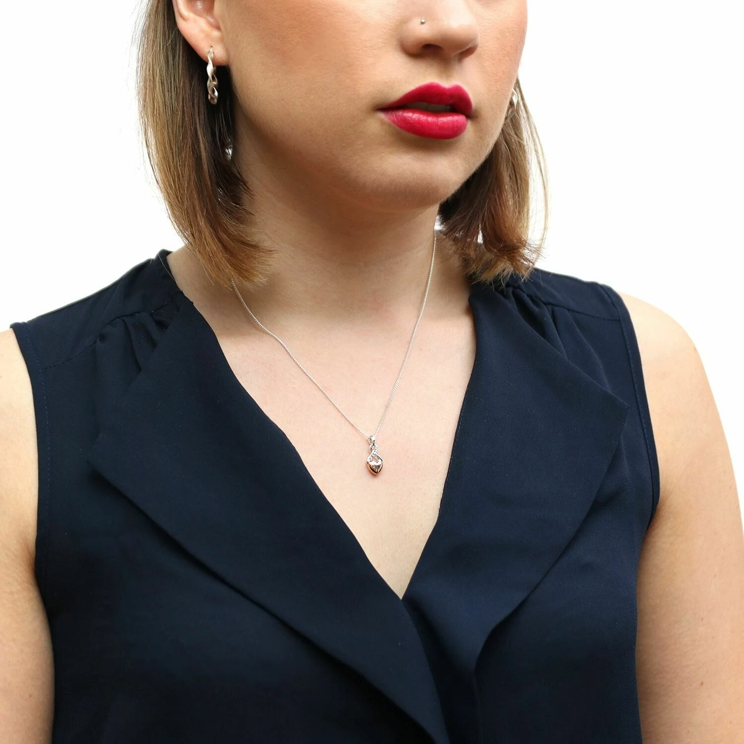 Equilibrium Two Tone Rose Gold Heart And Silver Kiss Necklace 3 Equilibrium Two Tone Rose Gold Heart And Silver Kiss Necklace - Image 3