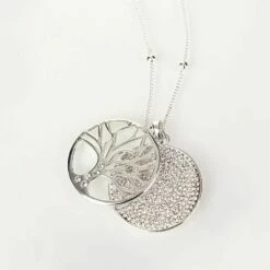 Equilibrium Silver Filigree Disk Long Necklace