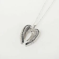 Equilibrium Clear 3D Guardian Angel Wings Necklace
