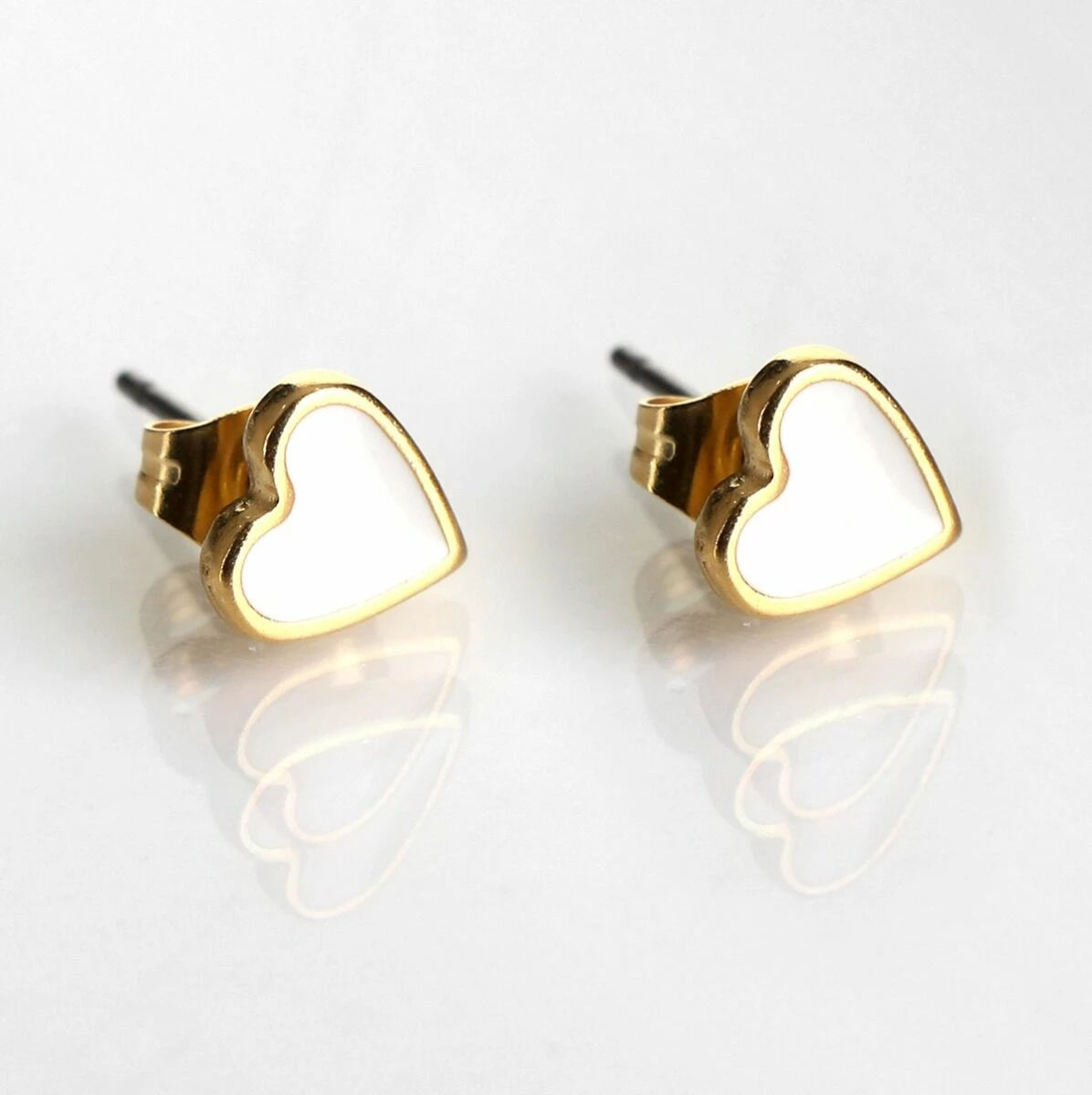 Carrie Elspeth Whitestone Enamel Heart Stud Earrings 2 Carrie Elspeth Whitestone Enamel Heart Stud Earrings - Image 2