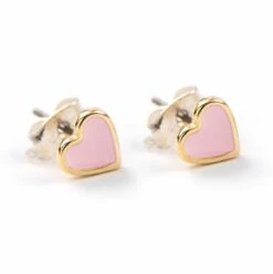 Carrie Elspeth Rozy Nude Enamel Heart Stud Earrings