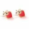Carrie Elspeth Fire Red Enamel Heart Stud Earrings