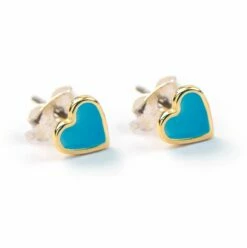 Carrie Elspeth Light Blue Enamel Heart Stud Earrings
