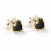 Carrie Elspeth Black Enamel Heart Stud Earrings