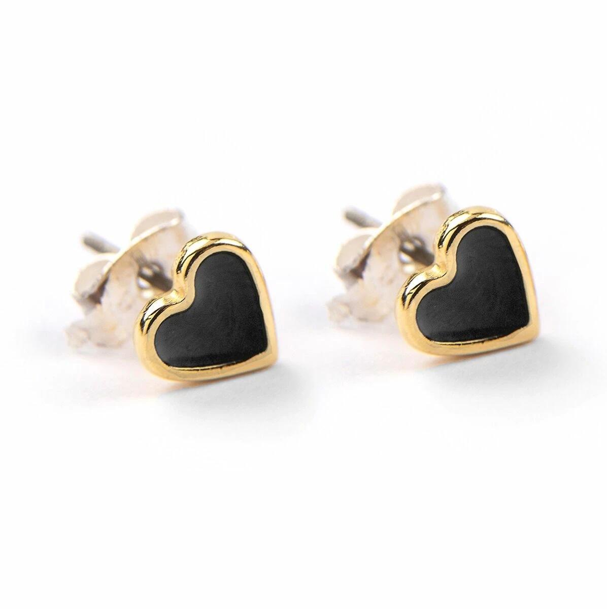 Carrie Elspeth Black Enamel Heart Stud Earrings 1 Carrie Elspeth Black Enamel Heart Stud Earrings