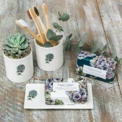 Toasted Crumpet ‘Hydrangea’ Rectangular Soap Dish -gifts shop fsd16 toasted crumpet hydrangea rectangular soap dish 3