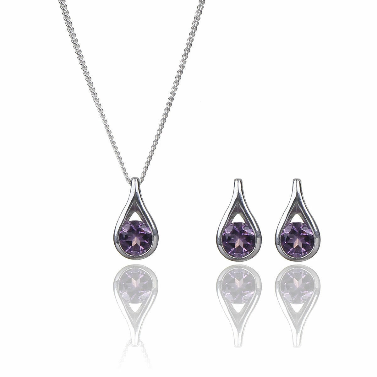 Elements Amethyst Teardrop 2 Piece Jewellery Set 1 Elements Amethyst Teardrop 2 Piece Jewellery Set