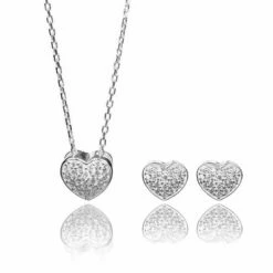 Elements Clear Cubic Zirconia Heart 2 Piece Jewellery Set