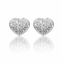 Elements Clear Cubic Zirconia Heart 2 Piece Jewellery Set -gifts shop gecko elements clear cz pave heart necklace and earrings 3