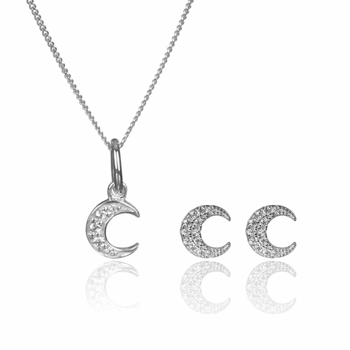 Elements Clear Cubic Zirconia Moon 2 Piece Jewellery Set 1 Elements Clear Cubic Zirconia Moon 2 Piece Jewellery Set