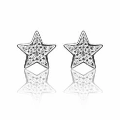 Elements Clear Cubic Zirconia Star 2 Piece Jewellery Set -gifts shop gecko elements clear cz pave star necklace and earrings 3