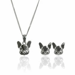 Elements French Bulldog 2 Piece Jewellery Set